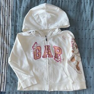 GAP Baby Disney Cream Hoodie with Pink/Rose Pink Graphics
